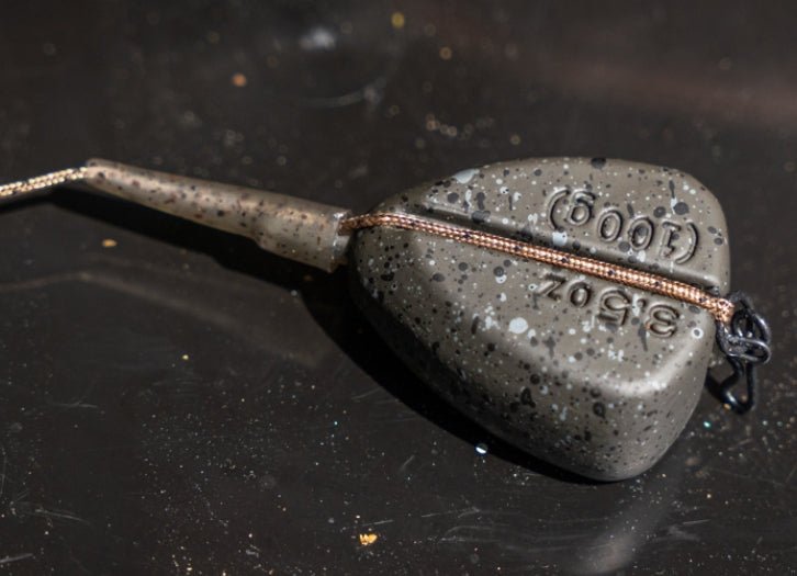 Inline Flat Pear Groove Lead - grimethorpe fishing supplies