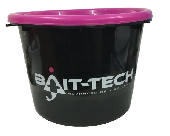 Groundbait Bucket & Lid - Black/Pink - grimethorpe fishing supplies